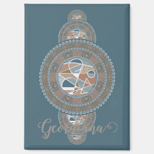 Individuelle Name Gold Aquamarin Abstraktes Orname Magnet