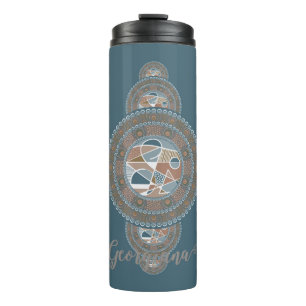 Individuelle Name Gold Aquamarin Abstraktes Orname Thermosbecher