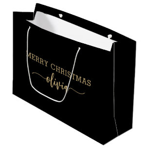 Individuelle Name Gold Black Large Gift Bag Große Geschenktüte
