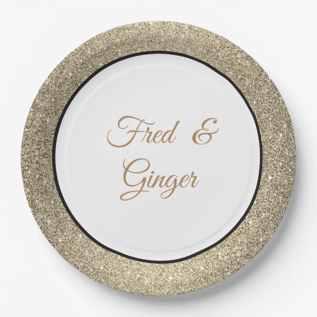 Individuelle Name Gold Glitzer 7" Teller (Vorderseite)