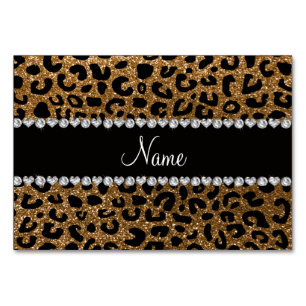 Individuelle Name Gold Glitzer Cheetah Prince Tischnummer