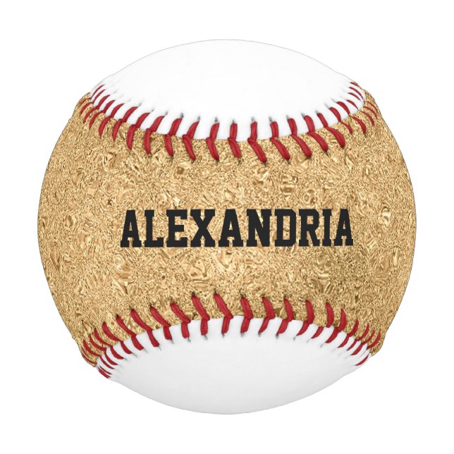 Individuelle Name Gold Glitzer Falknerei Baseball (Vorderseite)
