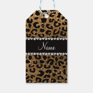 Individuelle Name Gold Glitzer Leopard Geschenkanhänger