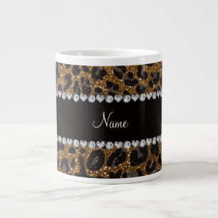 Individuelle Name Gold Glitzer Leopard Jumbo-Tasse