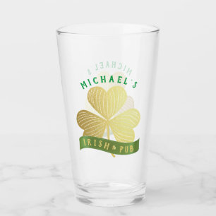 Individuelle Name Gold Kleeblatt St Patrick's Day Glas