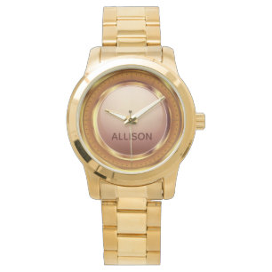 Individuelle Name Gold Lilac Shiny Metal Elegante Armbanduhr
