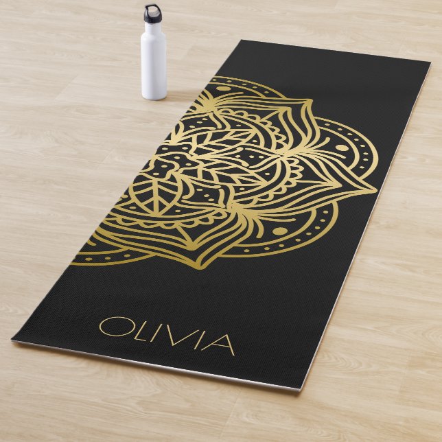 Individuelle Name Gold Mandala Black Yogamatte (Beispiel)