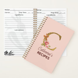 Individuelle Name Gold Rosa Rosen Rose Letter C Re Notizbuch