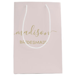 Individuelle Name Gold Script Calligraphy Blush Pi Mittlere Geschenktüte