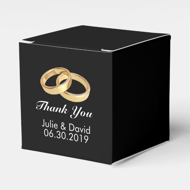Individuelle Name Gold Wedding Rings Black Geschenkschachtel (Vorderseite)
