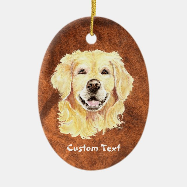 Individuelle Name, Golden Retriever Dog für Monogr Keramik Ornament (Vorne)