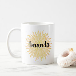 Individuelle Name Golden Sun Mandala Tasse