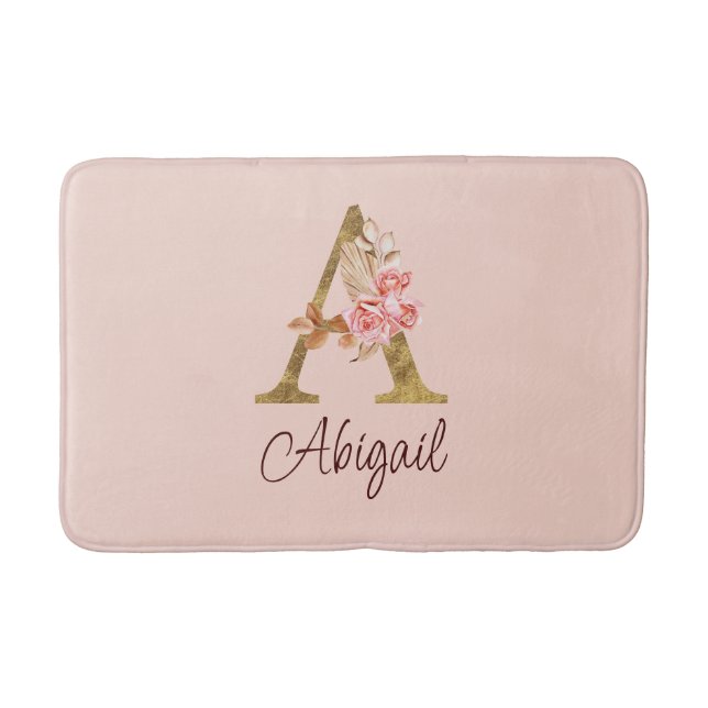 Individuelle Name Goldfolie Rosa Rose Buchstabe A Badematte (Vorderseite)