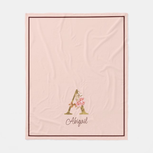 Individuelle Name Goldfolie Rosa Rose Buchstabe A Fleecedecke (Vorderseite)