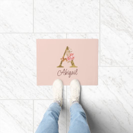 Individuelle Name Goldfolie Rosa Rose Buchstabe A Fußmatte