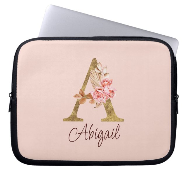 Individuelle Name Goldfolie Rosa Rose Buchstabe A Laptopschutzhülle (Vorderseite)