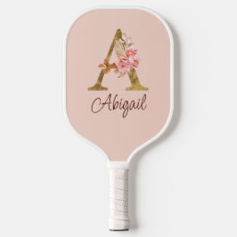 Individuelle Name Goldfolie Rosa Rose Buchstabe A Pickleball Schläger