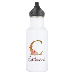 Individuelle Name Goldfolie Rosa Rose Letter C Edelstahlflasche
