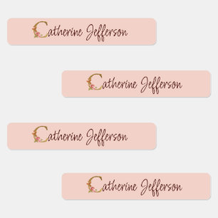 Individuelle Name Goldfolie Rosa Rose Letter C Etiketten