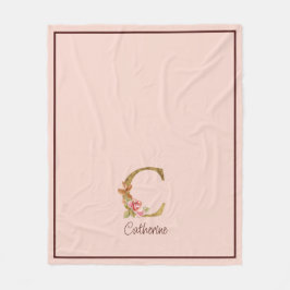 Individuelle Name Goldfolie Rosa Rose Letter C Fleecedecke