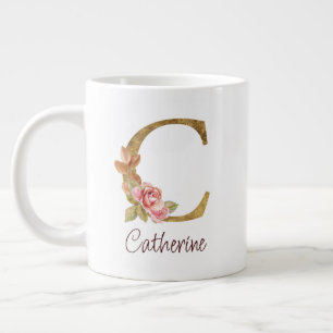 Individuelle Name Goldfolie Rosa Rose Letter C Jumbo-Tasse