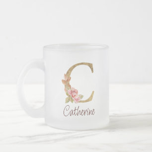 Individuelle Name Goldfolie Rosa Rose Letter C Mattglastasse