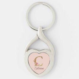 Individuelle Name Goldfolie Rosa Rose Letter C Schlüsselanhänger