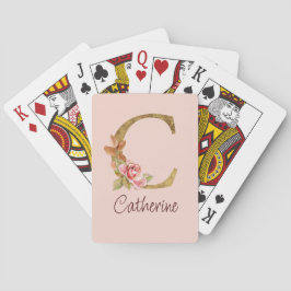 Individuelle Name Goldfolie Rosa Rose Letter C Spielkarten