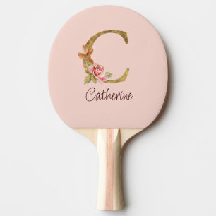 Individuelle Name Goldfolie Rosa Rose Letter C Tischtennis Schläger