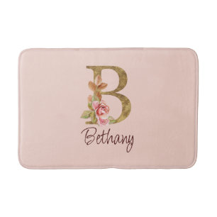 Individuelle Name Goldfolie Rosa Rosen Buchstabe B Badematte