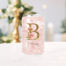 Individuelle Name Goldfolie Rosa Rosen Buchstabe B