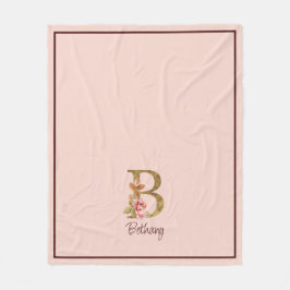Individuelle Name Goldfolie Rosa Rosen Buchstabe B Fleecedecke