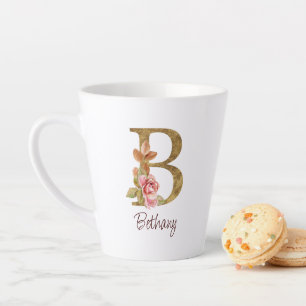 Individuelle Name Goldfolie Rosa Rosen Buchstabe B Milchtasse