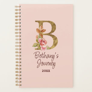 Individuelle Name Goldfolie Rosa Rosen Buchstabe B Planer