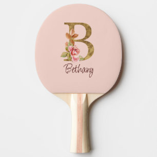 Individuelle Name Goldfolie Rosa Rosen Buchstabe B Tischtennis Schläger