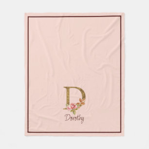 Individuelle Name Goldfolie Rosa Rosen Buchstabe D Fleecedecke