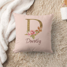 Individuelle Name Goldfolie Rosa Rosen Buchstabe D