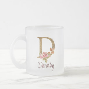 Individuelle Name Goldfolie Rosa Rosen Buchstabe D Mattglastasse