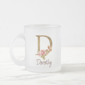Individuelle Name Goldfolie Rosa Rosen Buchstabe D Mattglastasse