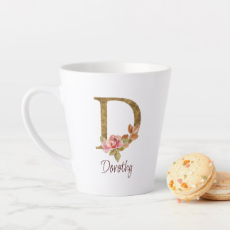 Individuelle Name Goldfolie Rosa Rosen Buchstabe D Milchtasse