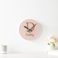 Individuelle Name Goldfolie Rosa Rosen Buchstabe D
