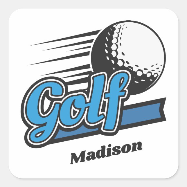 Individuelle Name Golf Quadratischer Aufkleber (Vorderseite)