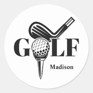 Individuelle Name Golf Runder Aufkleber