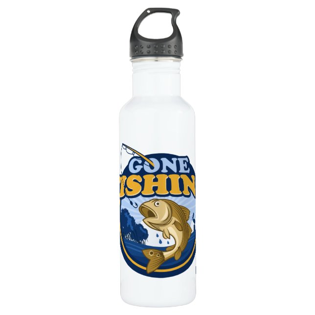 Individuelle Name Gone Fishing Edelstahlflasche (Vorderseite)
