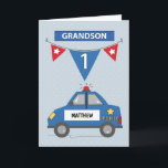 Individuelle Name Grandson 1. Geburtstag Blaues Po Karte<br><div class="desc">Lege seinen Namen auf die Vorderseite dieser Karte,  um deinen Gruß so persönlich wie möglich zu machen. Ja! Diese anpassbare Karte ermöglicht Ihnen,  das zu tun. Schick einen 1. Geburtstag Gruß an deinen lieben Enkel mit diesem.</div>