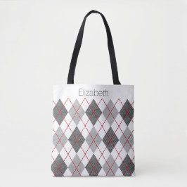 Individuelle Name Grau Weiß Schwarz Raute Tasche