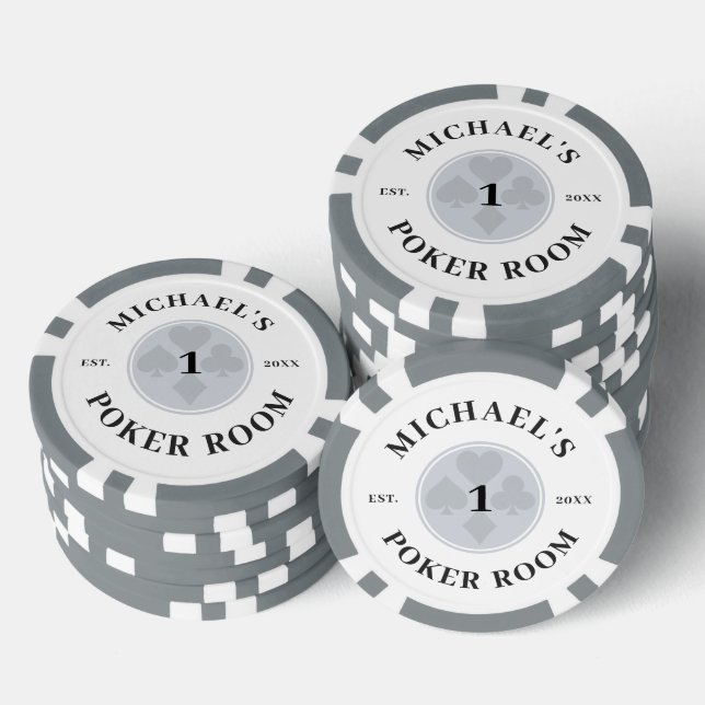 Individuelle Name Graue und weiße Las Vegas Denomi Pokerchips (Stapel)