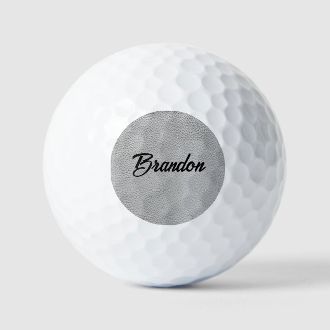 Individuelle Name-Grauleder Golfball (Vorderseite)