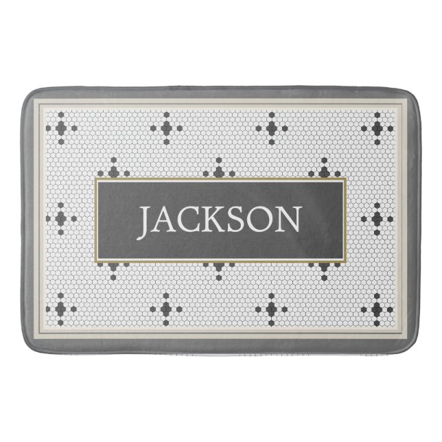 Individuelle Name Gray 4-Sterne-Imitate Hexagon Ti Badematte (Vorderseite)