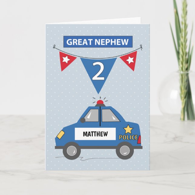 Individuelle Name Great Nephew 2. Geburtstag Blaue Karte (Vorderseite)